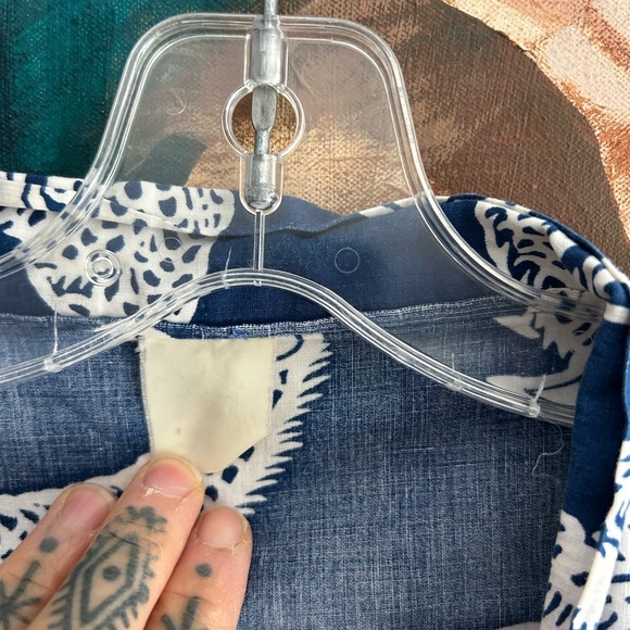 Vintage 70s Dragon Print Belted Kimono Robe OS Unisex Full Length Navy Cotton - Picture 6 of 12